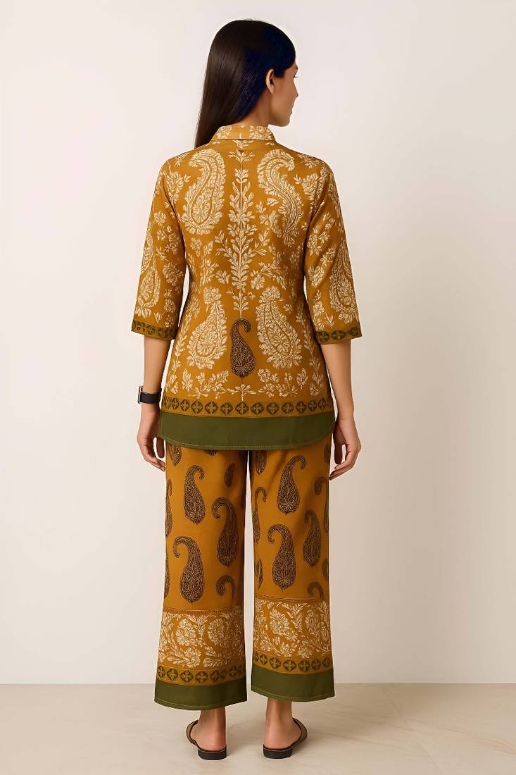 Yellow color printed arbain Cotton co-ord set