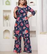 Blue color festive comfy Cotton co-ord set