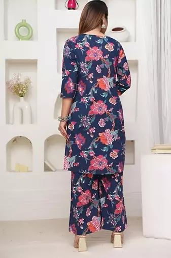 Blue color festive comfy Cotton co-ord set