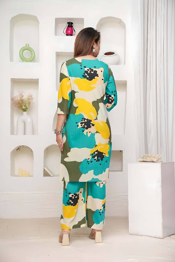 Multi color festive comfy Cotton co-ord set