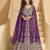 Violet embroidered chinon anarkali salwar suit