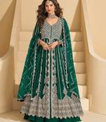Green embroidered chinon anarkali salwar suit
