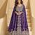 Purple embroidered chinon anarkali salwar suit
