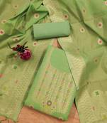 Un-stitch dress materials pure chanderi banarasi silk top soft cotton bottom and woven chanderi banarasi silk dupatta