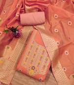 Un-stitch dress materials pure chanderi banarasi silk top soft cotton bottom and woven chanderi banarasi silk dupatta