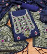 Un-stitch dress materials pure chanderi banarasi silk top soft cotton bottom and woven chanderi banarasi silk dupatta