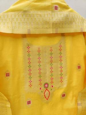 Un-stitch dress materials pure chanderi banarasi silk top soft cotton bottom and woven chanderi banarasi silk dupatta 4