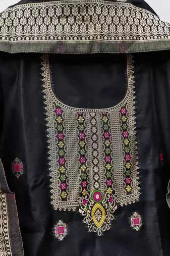 Un-stitch dress materials pure chanderi banarasi silk top soft cotton bottom and woven chanderi banarasi silk dupatta