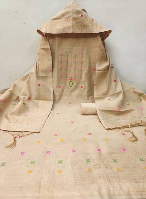 Un-stitch dress materials pure chanderi banarasi silk top soft cotton bottom and woven chanderi banarasi silk dupatta 3