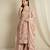 peach chinon   top with bottom and dupatta full sleeve embroidered kurta palazzo set