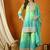 teal chinon   top with chinon dupatta 3/4 sleeve embroidered straight top