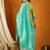 teal chinon   top with chinon dupatta 3/4 sleeve embroidered straight top