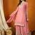 pink georgette   top with bottom and dupatta full sleeve embroidered kurta palazzo set