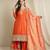 orange chinon   top with bottom and dupatta full sleeve embroidered kurta palazzo set