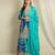 teal chinon   top with bottom and dupatta 3/4 sleeve embroidered kurta palazzo set