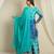 teal chinon   top with bottom and dupatta 3/4 sleeve embroidered kurta palazzo set