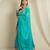 teal chinon   top with bottom and dupatta 3/4 sleeve embroidered kurta palazzo set