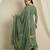 green georgette   top with bottom and dupatta full sleeve embroidered kurta palazzo set