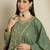 green georgette   top with bottom and dupatta full sleeve embroidered kurta palazzo set