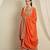 orange chinon   top with bottom and dupatta 3/4 sleeve embroidered kurta palazzo set