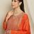 orange chinon   top with bottom and dupatta 3/4 sleeve embroidered kurta palazzo set