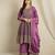 purple chinon   top with bottom and dupatta 3/4 sleeve embroidered kurta palazzo set