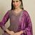 purple chinon   top with bottom and dupatta 3/4 sleeve embroidered kurta palazzo set