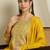 yellow chinon   top with bottom and dupatta full sleeve embroidered kurta palazzo set