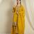 yellow organza   top with bottom and dupatta 3/4 sleeve embroidered straight kurta palazzo set