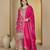 pink chinon   top with bottom and dupatta full sleeve embroidered straight kurta palazzo set