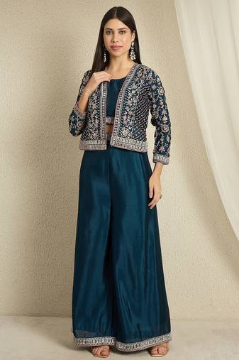 rama chinon   top with bottom 3/4 sleeve embroidered straight kurta