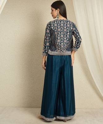 rama chinon  top with bottom 3/4 sleeve embroidered straight kurta 2