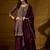 purple chinon   top with bottom and dupatta full sleeve embroidered flared kurta