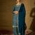 blue chinon   top with  bottom and dupatta full sleeve embroidered straight kurta