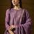 purple chinon   top with bottom and dupatta full sleeve embroidered flared kurta