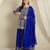 blue georgette   top with bottom and dupatta 3/4 sleeve embroidered a-line kurta palazzo set