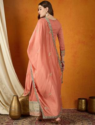 black chinon  top with bottom & dupatta | full sleeve embroidered straight top 2