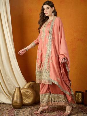 black chinon  top with bottom & dupatta | full sleeve embroidered straight top 3