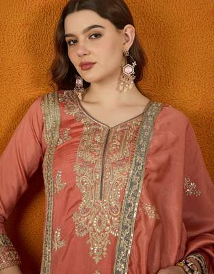 black chinon  top with bottom & dupatta | full sleeve embroidered straight top 4