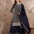 blue chinon   straight kurta with bottom & dupatta