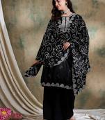 black vichitra silk  straight kurta with bottom & dupatta