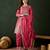 pink vichitra silk   flared kurta with bottom & dupatta