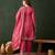 pink vichitra silk   flared kurta with bottom & dupatta