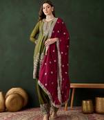 mehendi chinon  anarkali top with bottom & dupatta