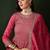 pink vichitra silk   flared kurta with bottom & dupatta