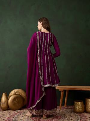 purple chinon  flared top with bottom & dupatta 2