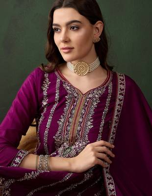 purple chinon  flared top with bottom & dupatta 4