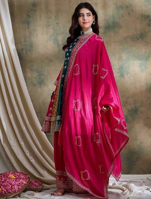 pink chinon  flared top with bottom & dupatta 3