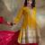 yellow chinon   flared top with bottom & dupatta