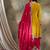 yellow chinon   flared top with bottom & dupatta